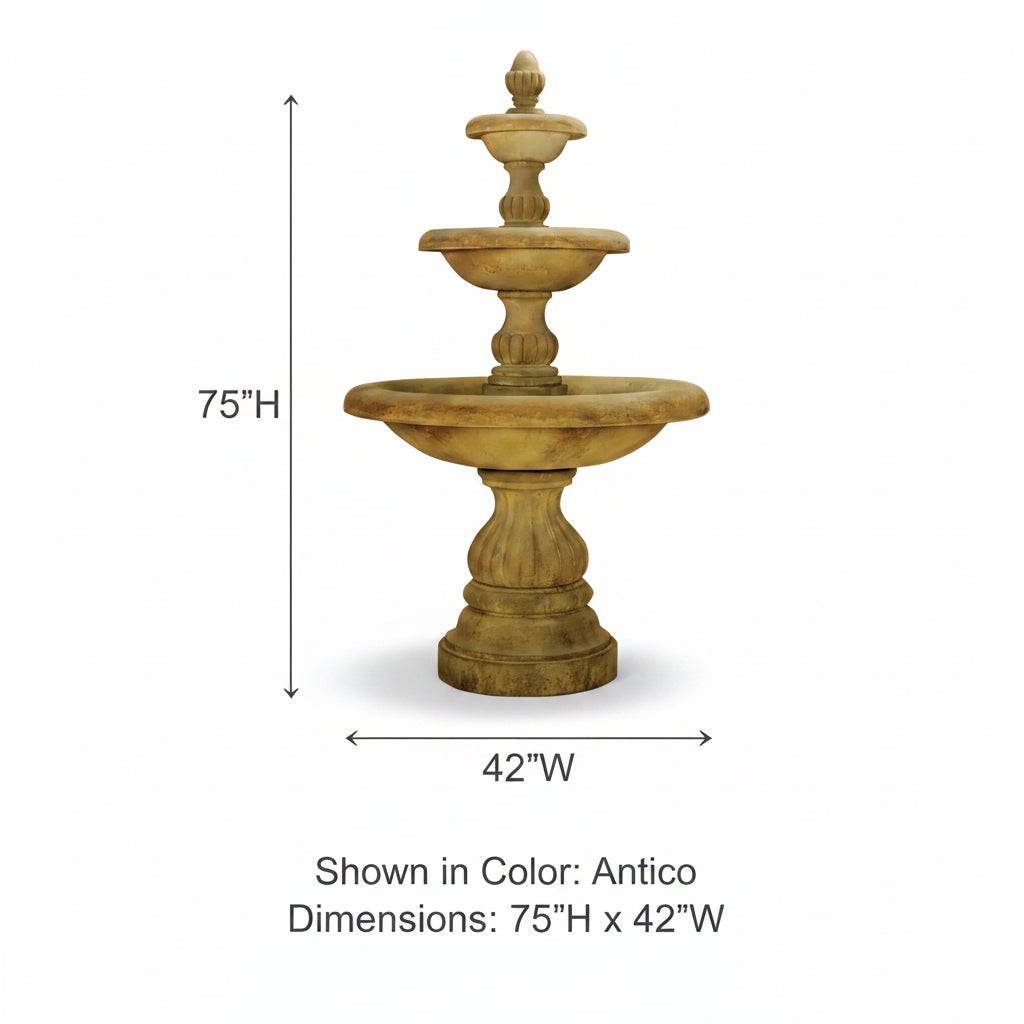Giannini Garden Isola Three Tier Outdoor Water Fountain 1296
