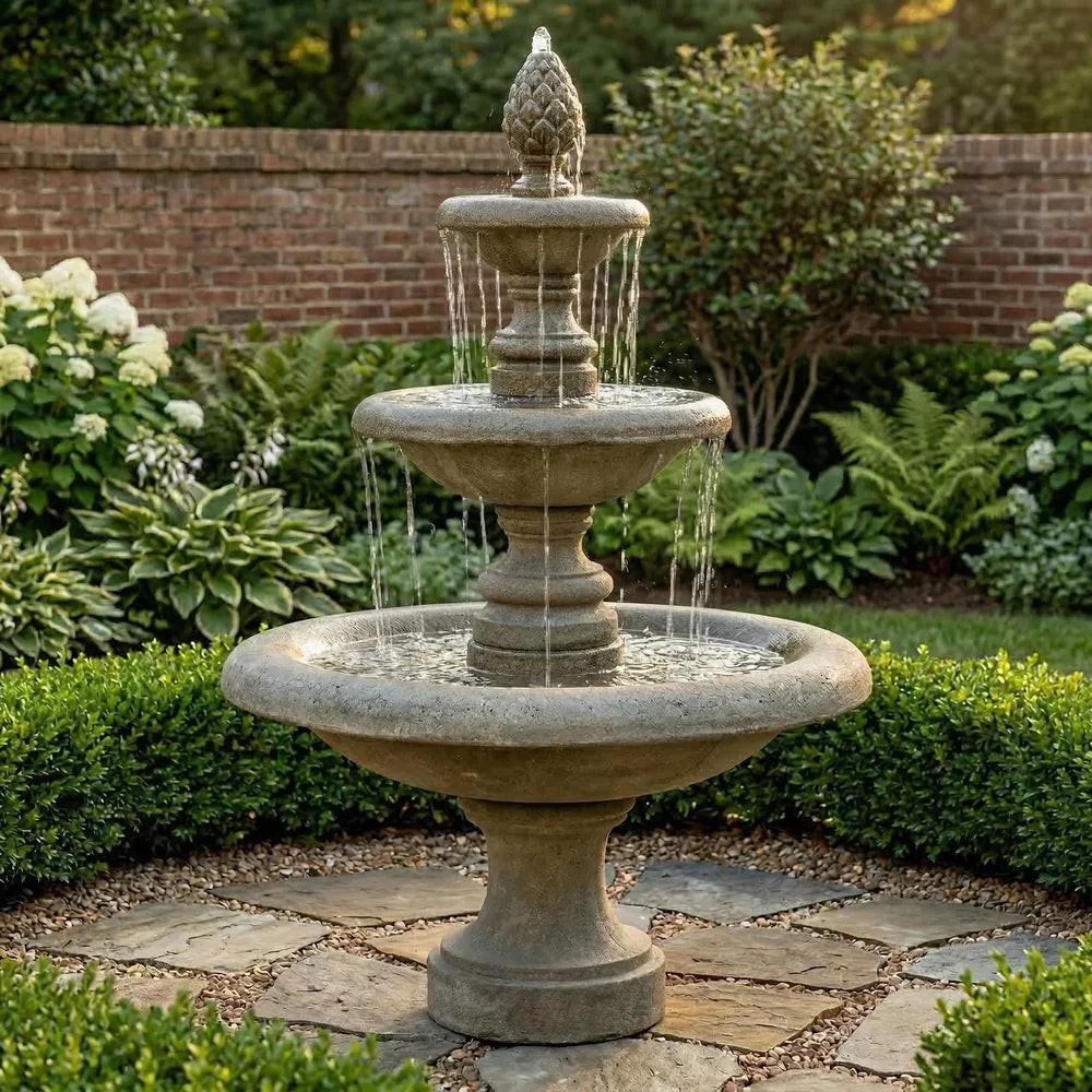 Giannini Garden Newcastle Short Three Tier Outdoor Water Fountain 1194