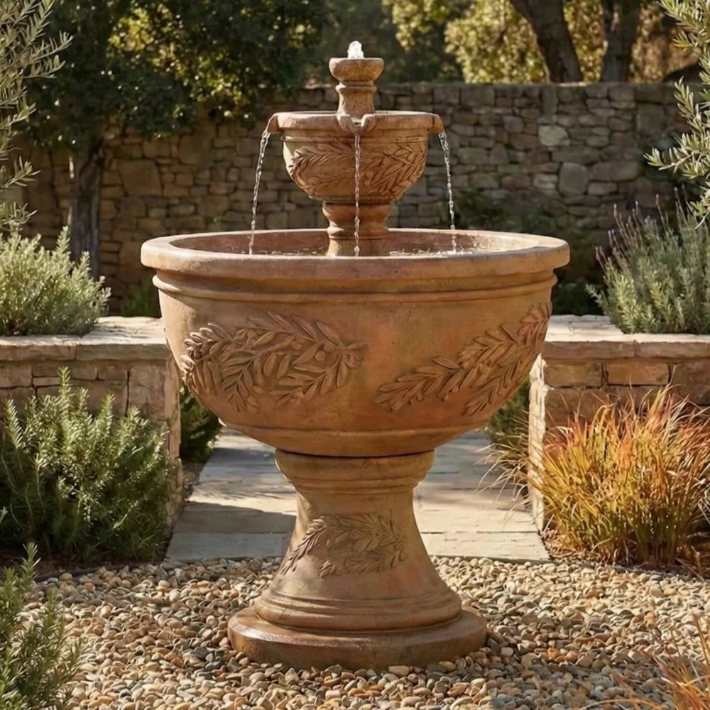 Giannini Garden Oliva Two Tier Outdoor Water Fountain 1129