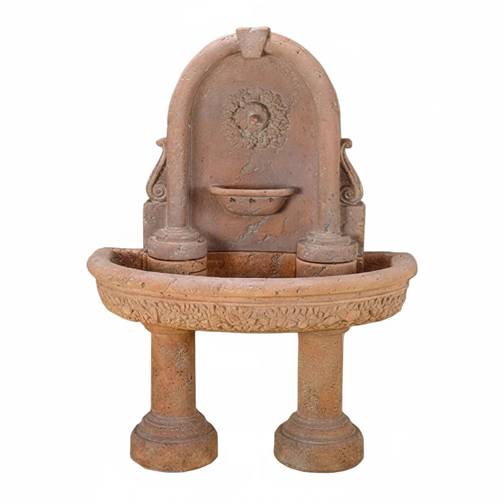 Giannini Garden Robbiana Outdoor Wall Fountain with Two Pedestals 1087