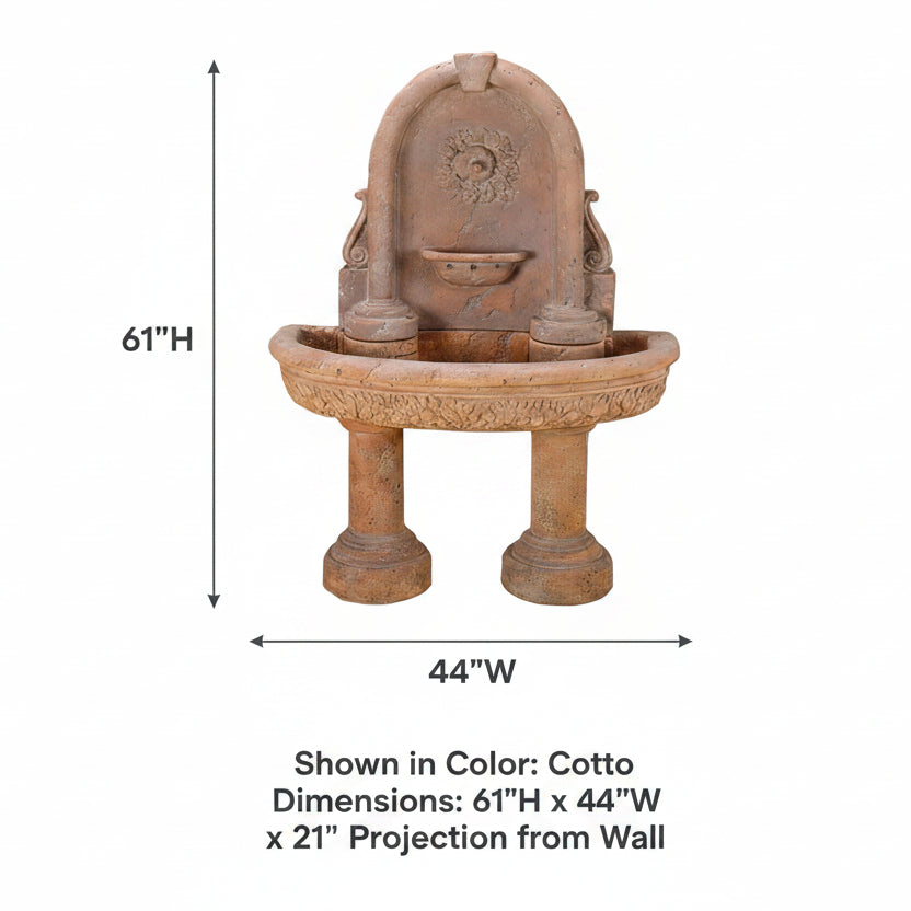 Giannini Garden Robbiana Outdoor Wall Fountain with Two Pedestals 1087