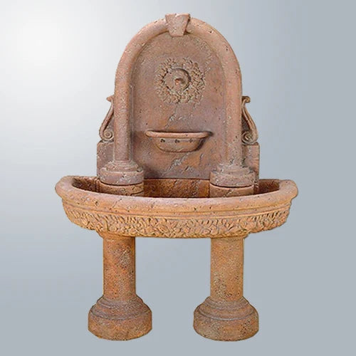 Giannini Garden Robbiana Outdoor Wall Fountain with Two Pedestals 1087