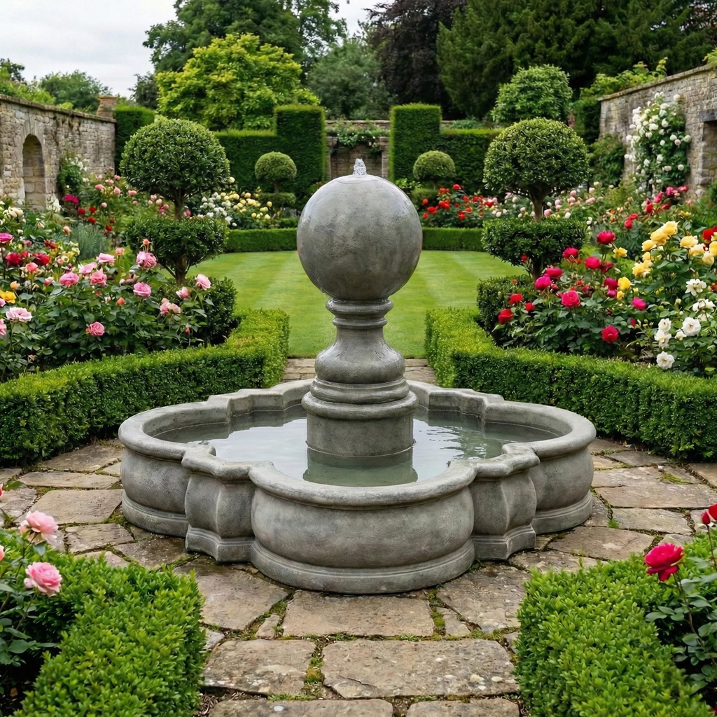 Giannini Garden Sfera Sphere Stone Outdoor Water Fountain 1056