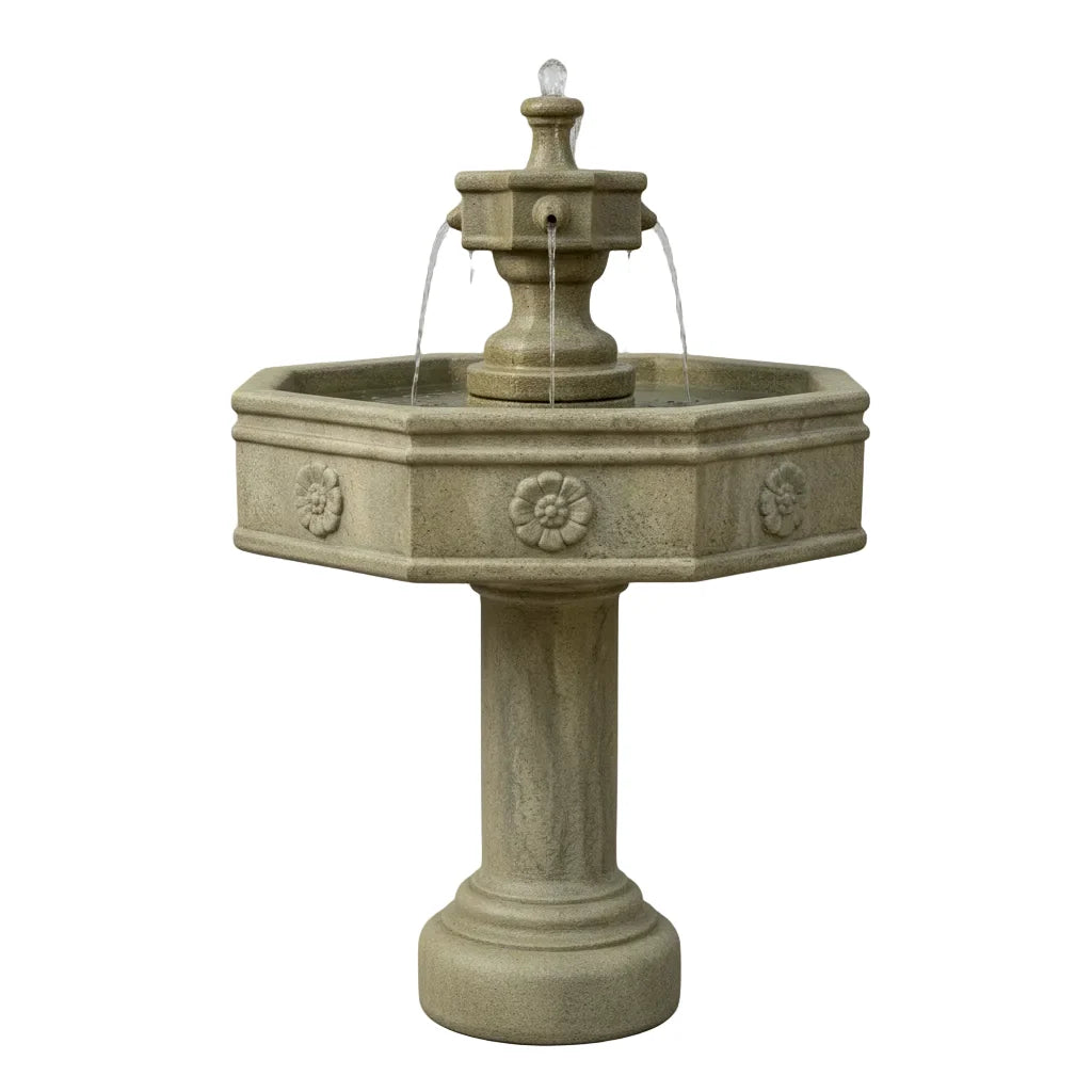 Giannini Garden Volterra Two Tier Fountain With Tall Base Outdoor Garden Fountain 1149