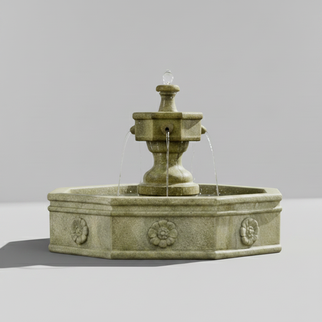 Giannini Garden Volterra Two Tier Fountain With Tall Base Outdoor Garden Fountain 1149