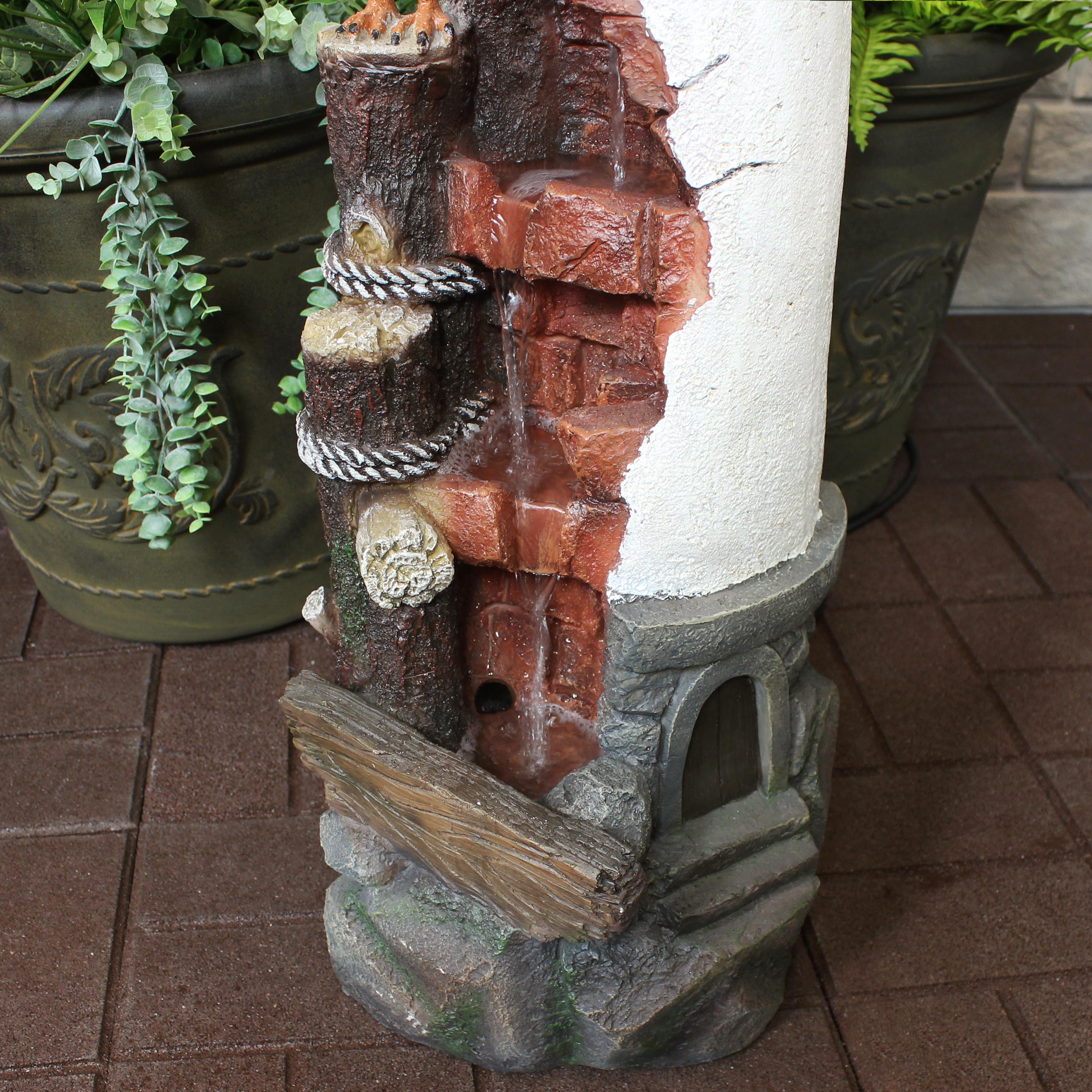 Sunnydaze Gull's Cove 36" Outdoor Lighthouse Fountain with LED Light