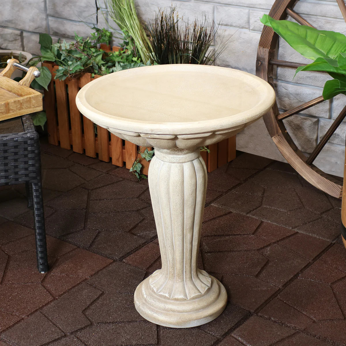 Sunnydaze Grecian Garden 20.25" H Reinforced Concrete Bird Bath