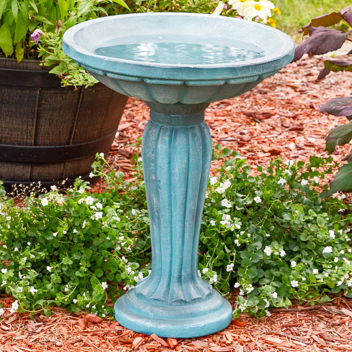 Sunnydaze Grecian Garden 20.25" H Reinforced Concrete Bird Bath
