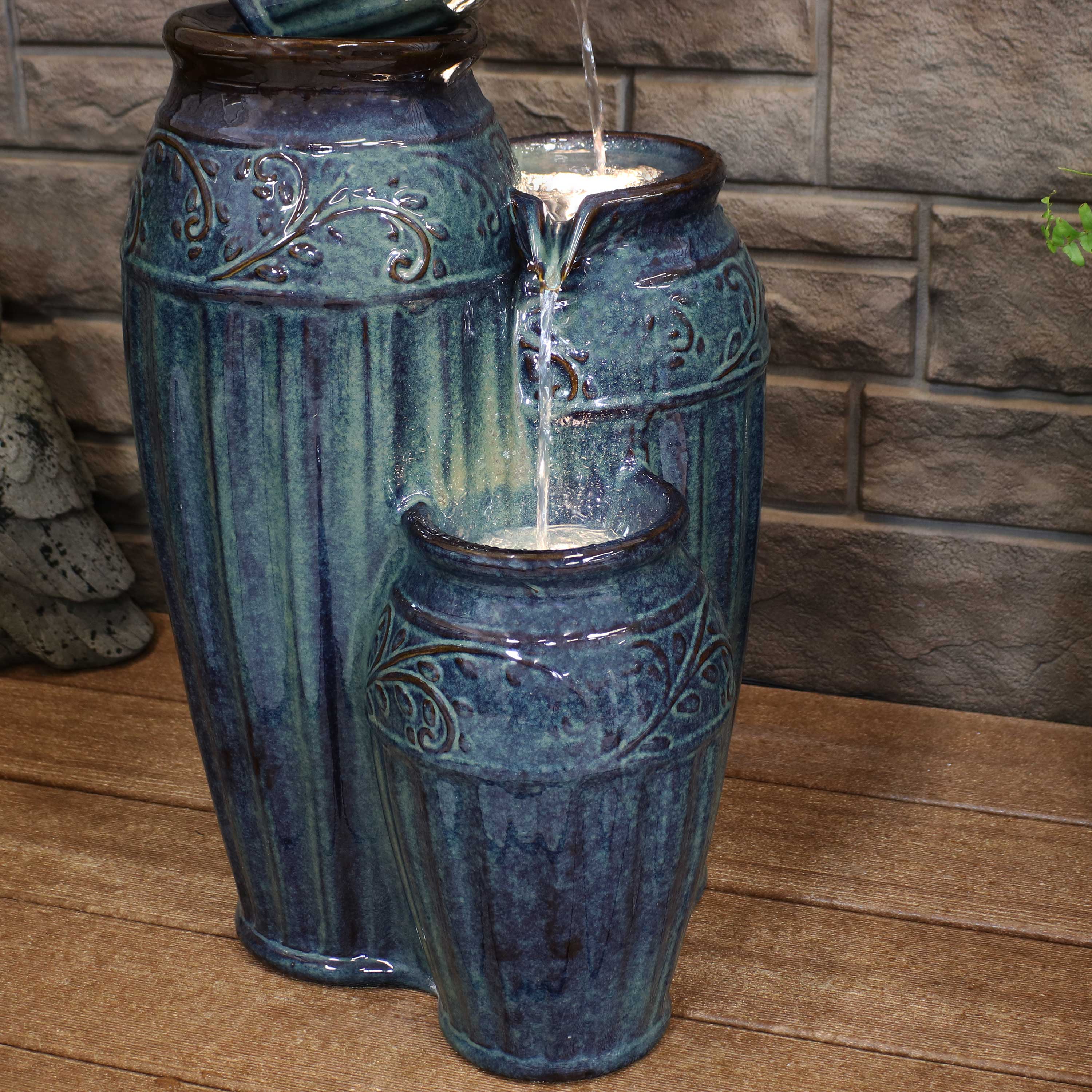 Sunnydaze 27" Tour de Vase Ceramic Outdoor Water Fountain