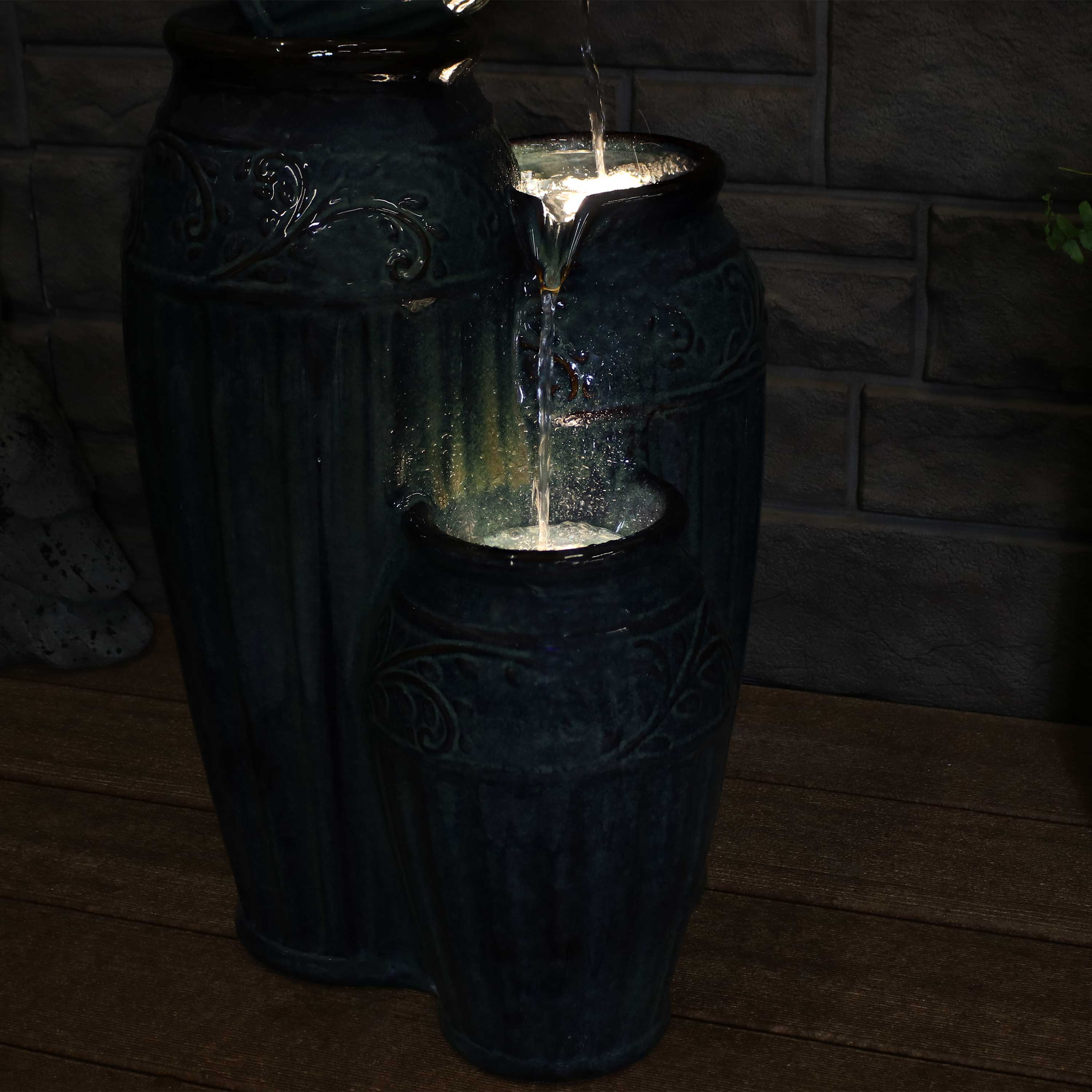 Sunnydaze 27" Tour de Vase Ceramic Outdoor Water Fountain