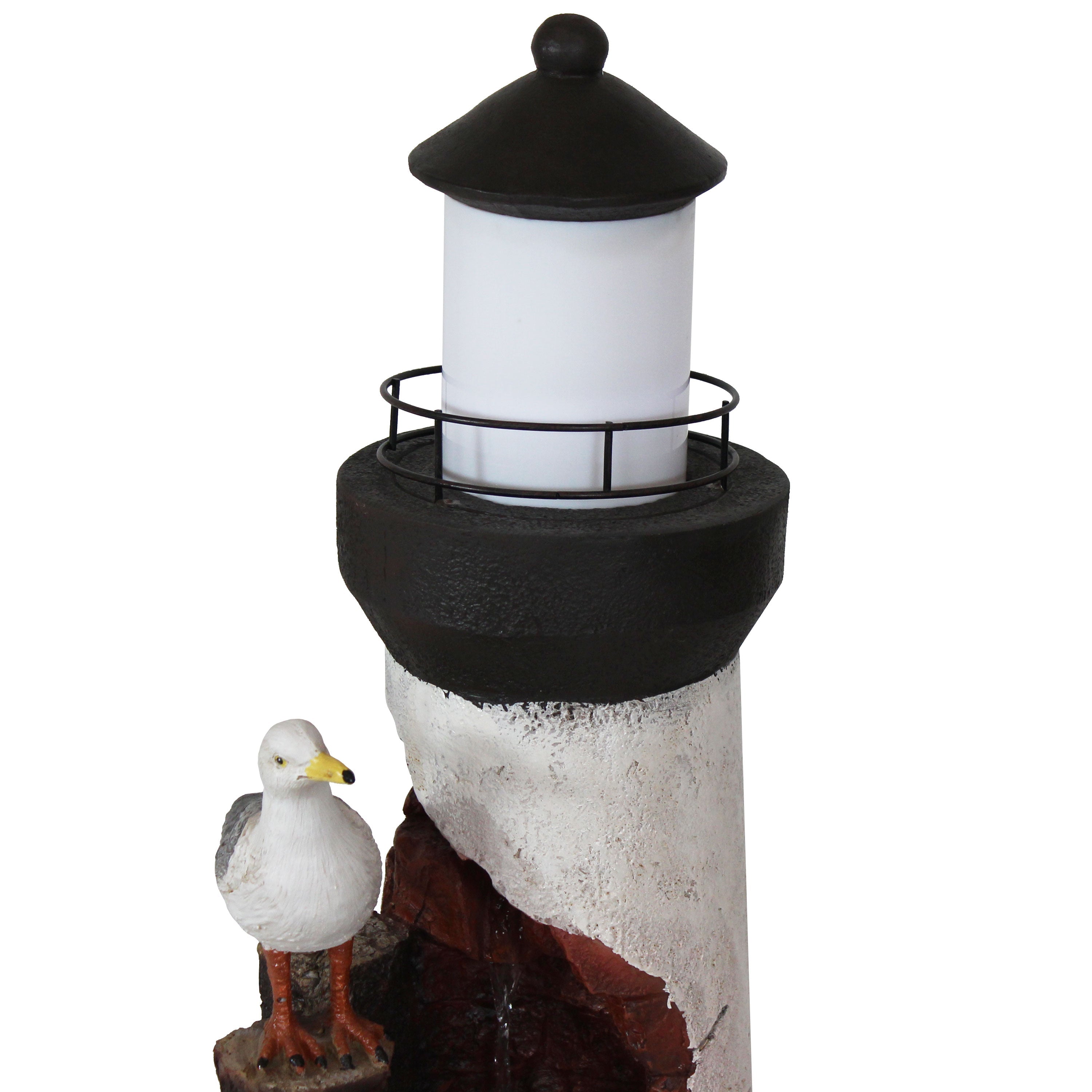 Sunnydaze Gull's Cove 36" Outdoor Lighthouse Fountain with LED Light