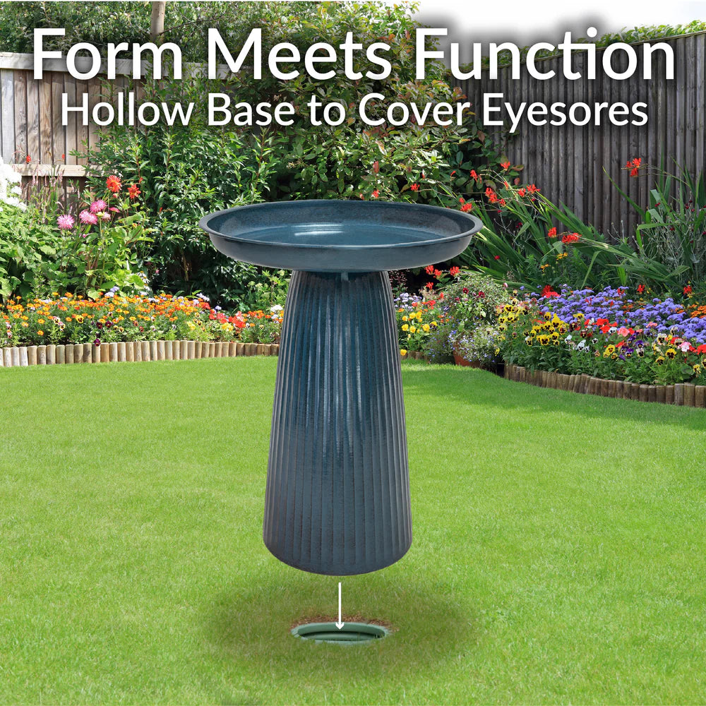 Sunnydaze Gleeful Garden Metal Outdoor Bird Bath - UV-Resistant Finish