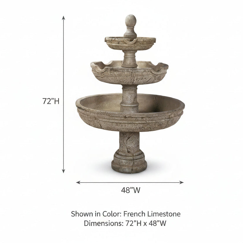 Giannini Garden Agrigento Three Tier Outdoor Water Fountain 1022