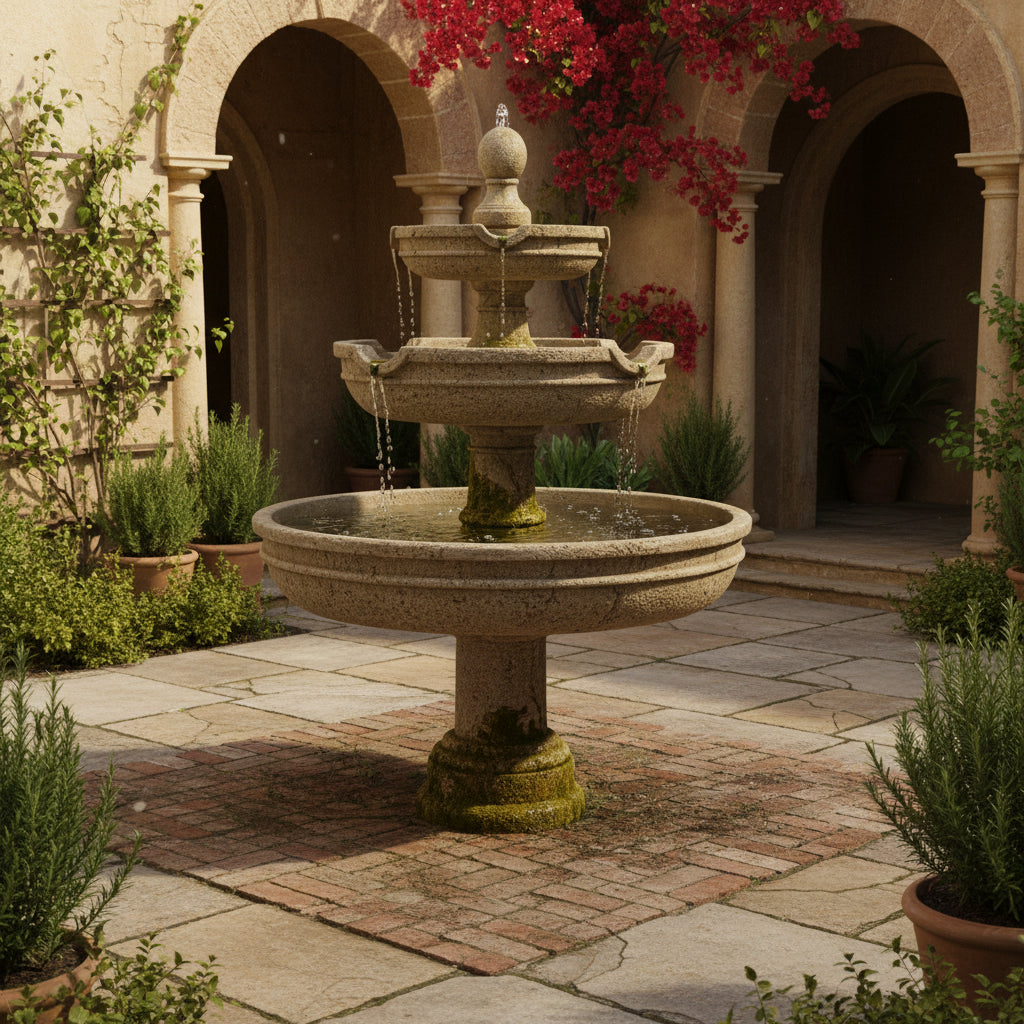 Giannini Garden Agrigento Three Tier Outdoor Water Fountain 1022