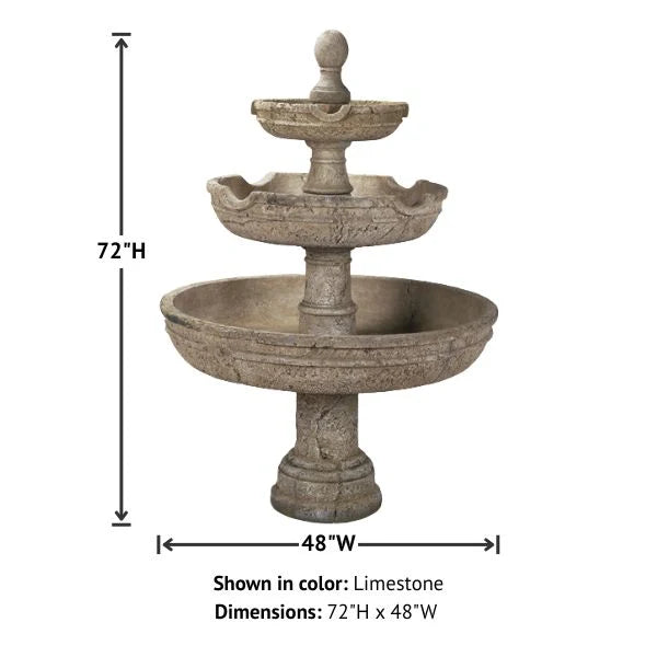 Giannini Garden Agrigento Three Tier Outdoor Water Fountain 1022