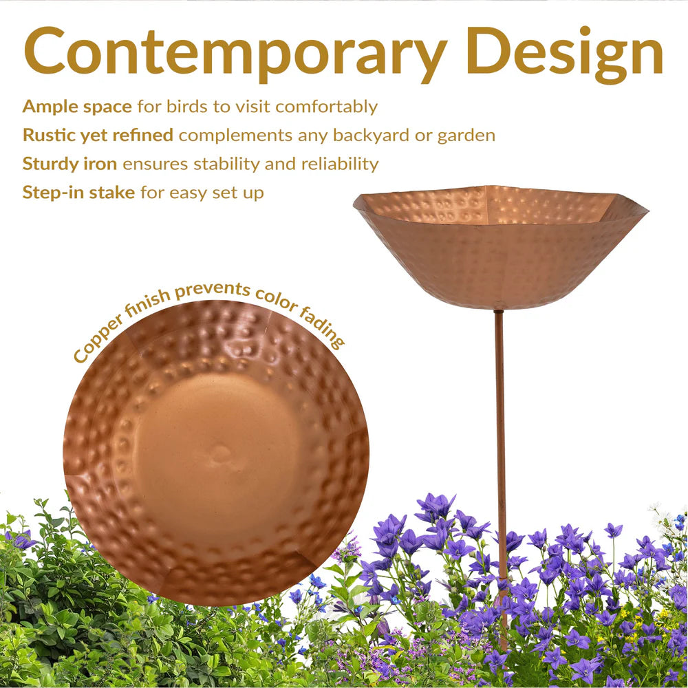 Sunnydaze 34.25" H Staked Copper Bird Bath with UV-Resistant Finish