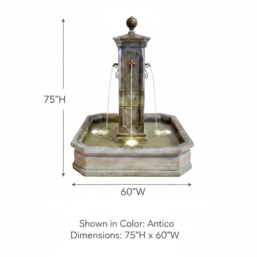 Giannini Garden Anduze Colonne Outdoor Water Fountain For Spouts 1674C