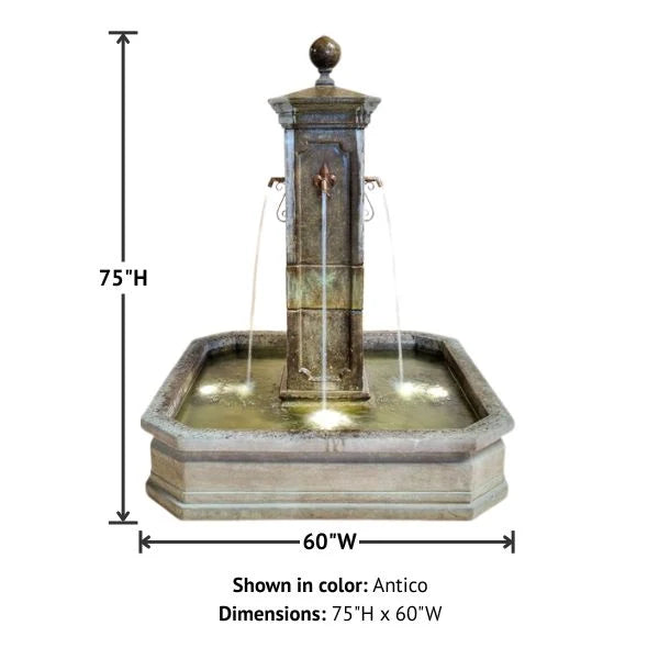 Giannini Garden Anduze Colonne Outdoor Water Fountain For Spouts 1674C
