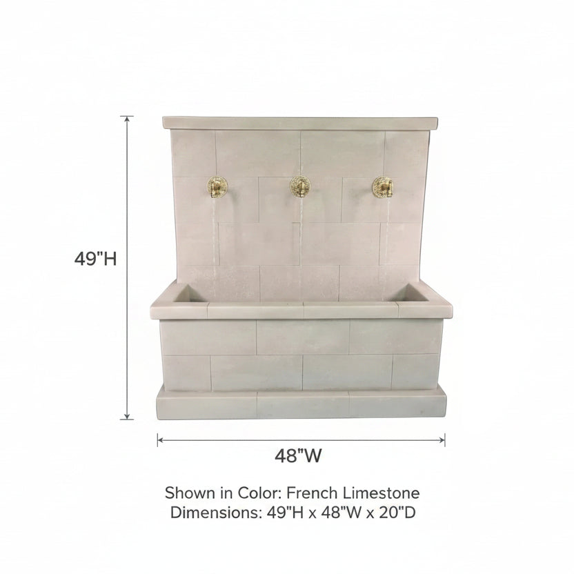 Giannini Garden Antibes Trois Outdoor Wall Fountain for Bronze Spouts 1796C