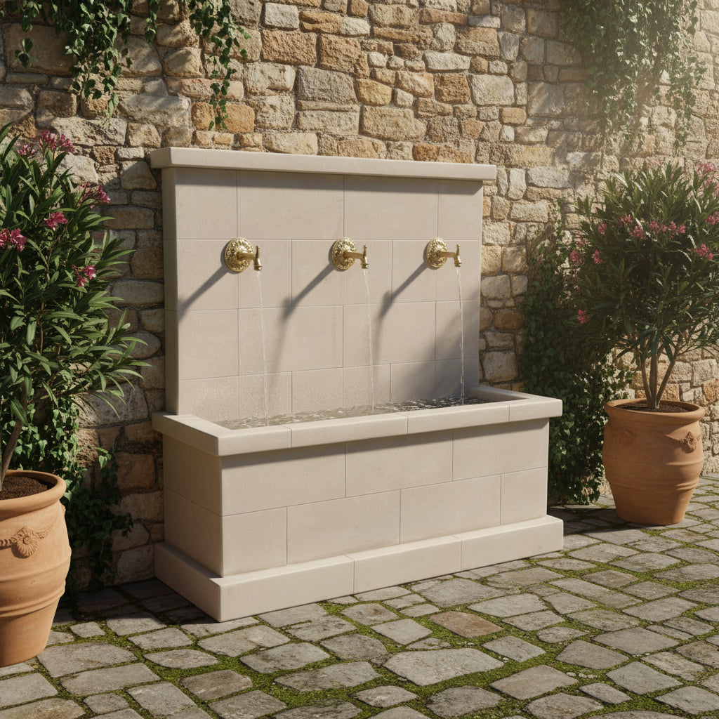 Giannini Garden Antibes Trois Outdoor Wall Fountain for Bronze Spouts 1796C
