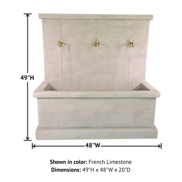 Giannini Garden Antibes Trois Outdoor Wall Fountain for Bronze Spouts 1796C