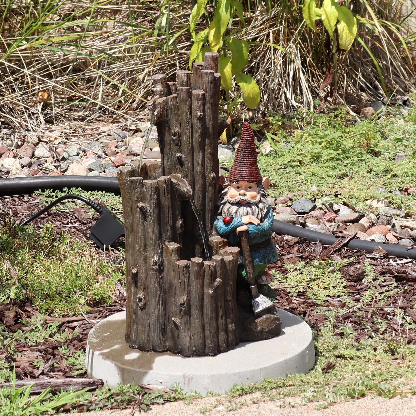 Sunnydaze  17" Resting Gnome Outdoor Water Fountain with LED Light
