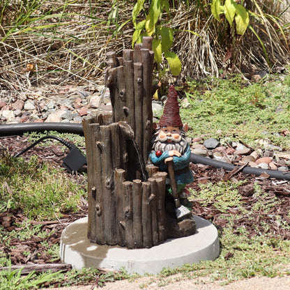 Sunnydaze  17" Resting Gnome Outdoor Water Fountain with LED Light