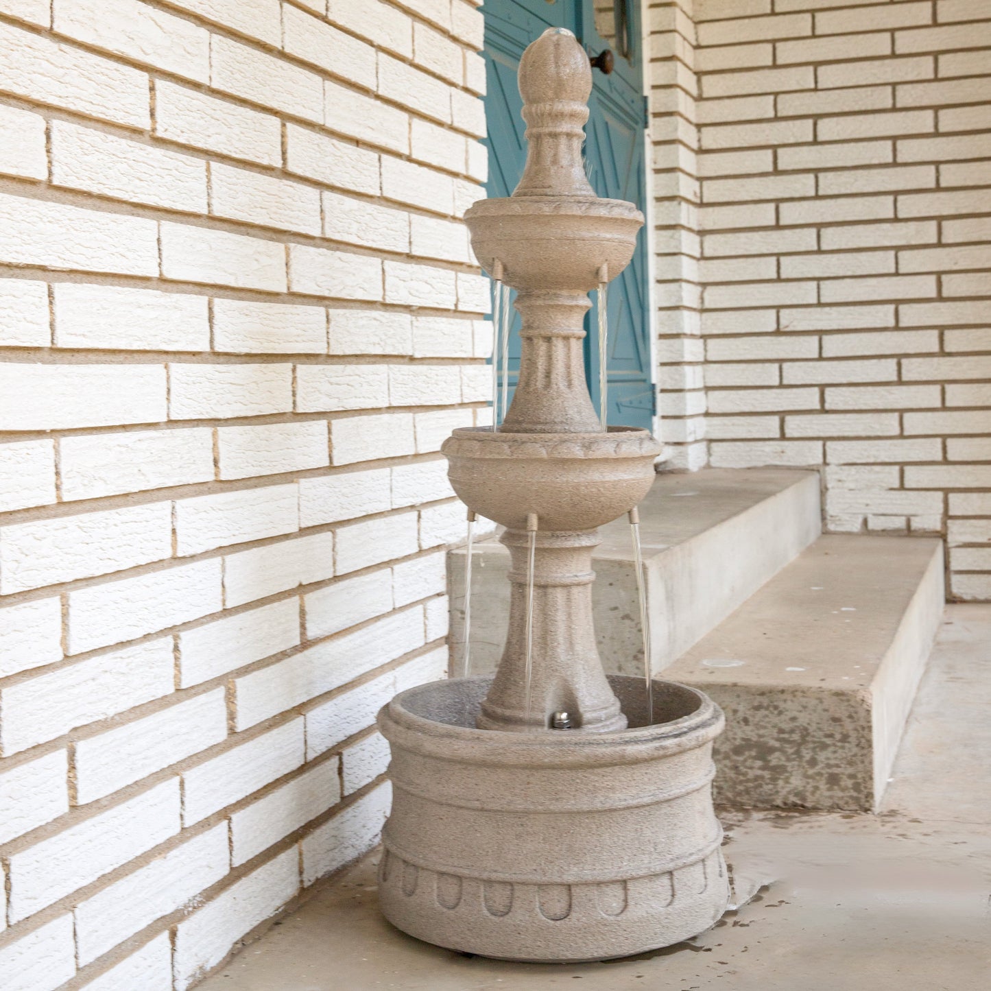 Sunnydaze 39" H Cyprus 3-Tier Polyresin Outdoor Water Fountain