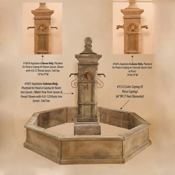 Giannini Garden Aquitaine Outdoor Pond Fountain with Loire Basin 1601C