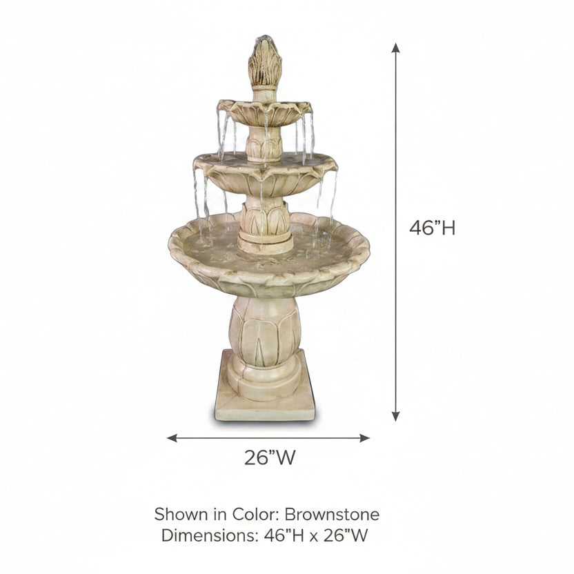 Giannini Garden Arcea Lotus Three Tier Outdoor Water Fountain 1785