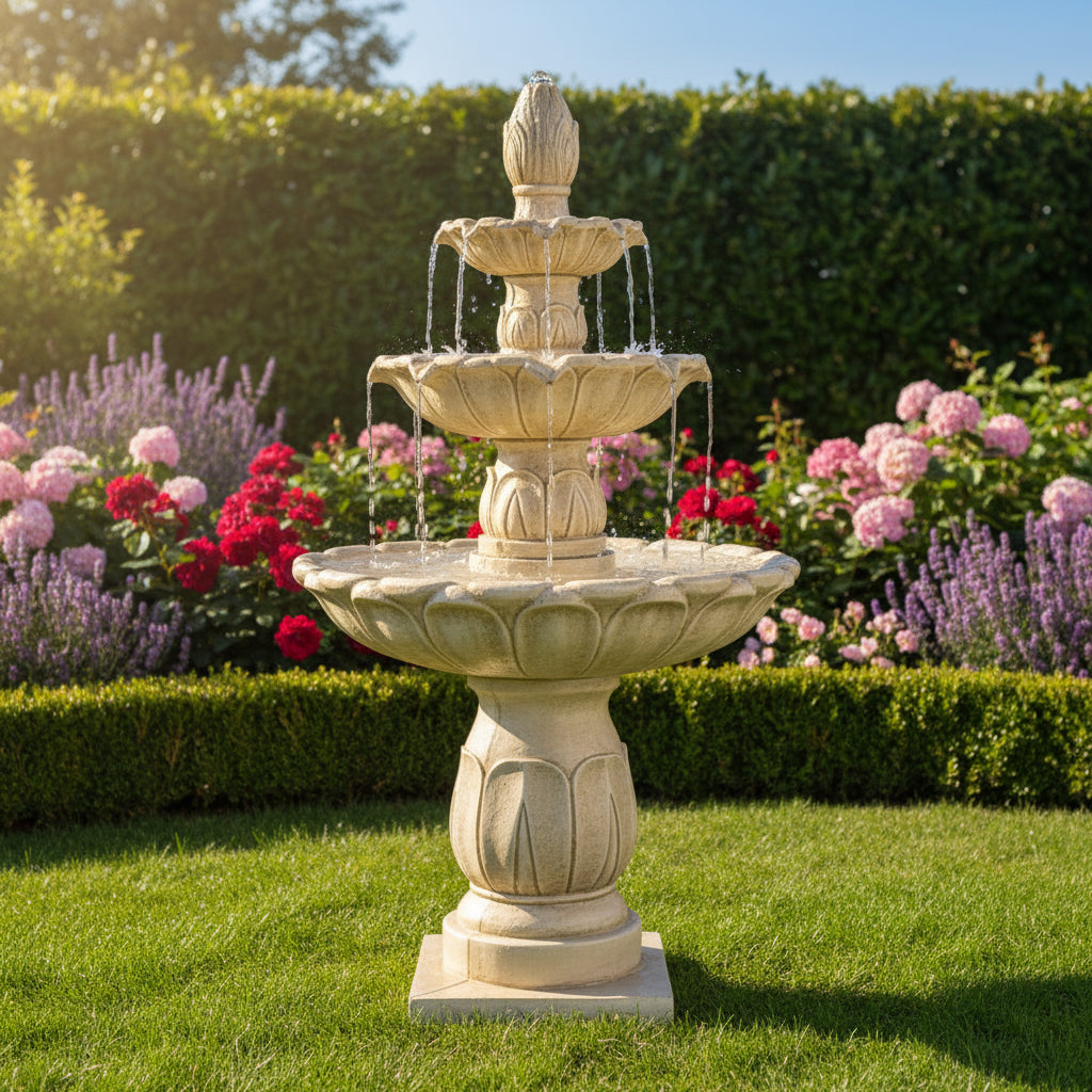 Giannini Garden Arcea Lotus Three Tier Outdoor Water Fountain 1785