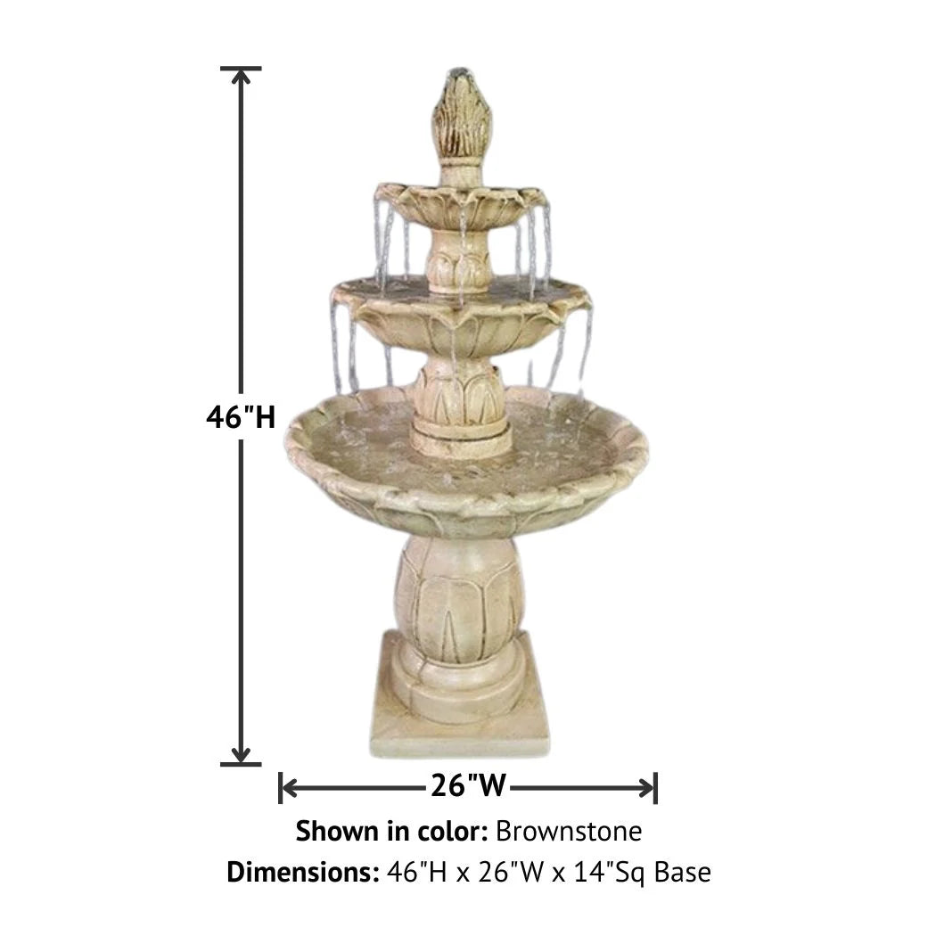 Giannini Garden Arcea Lotus Three Tier Outdoor Water Fountain 1785