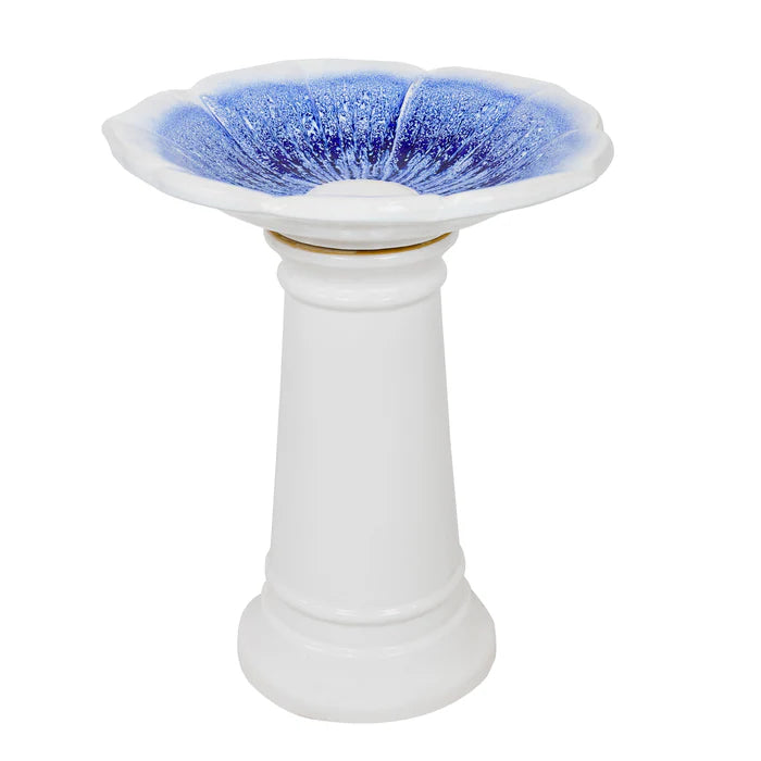 Sunnydaze 23" H Misty Blossom Glazed Ceramic Bird Bath