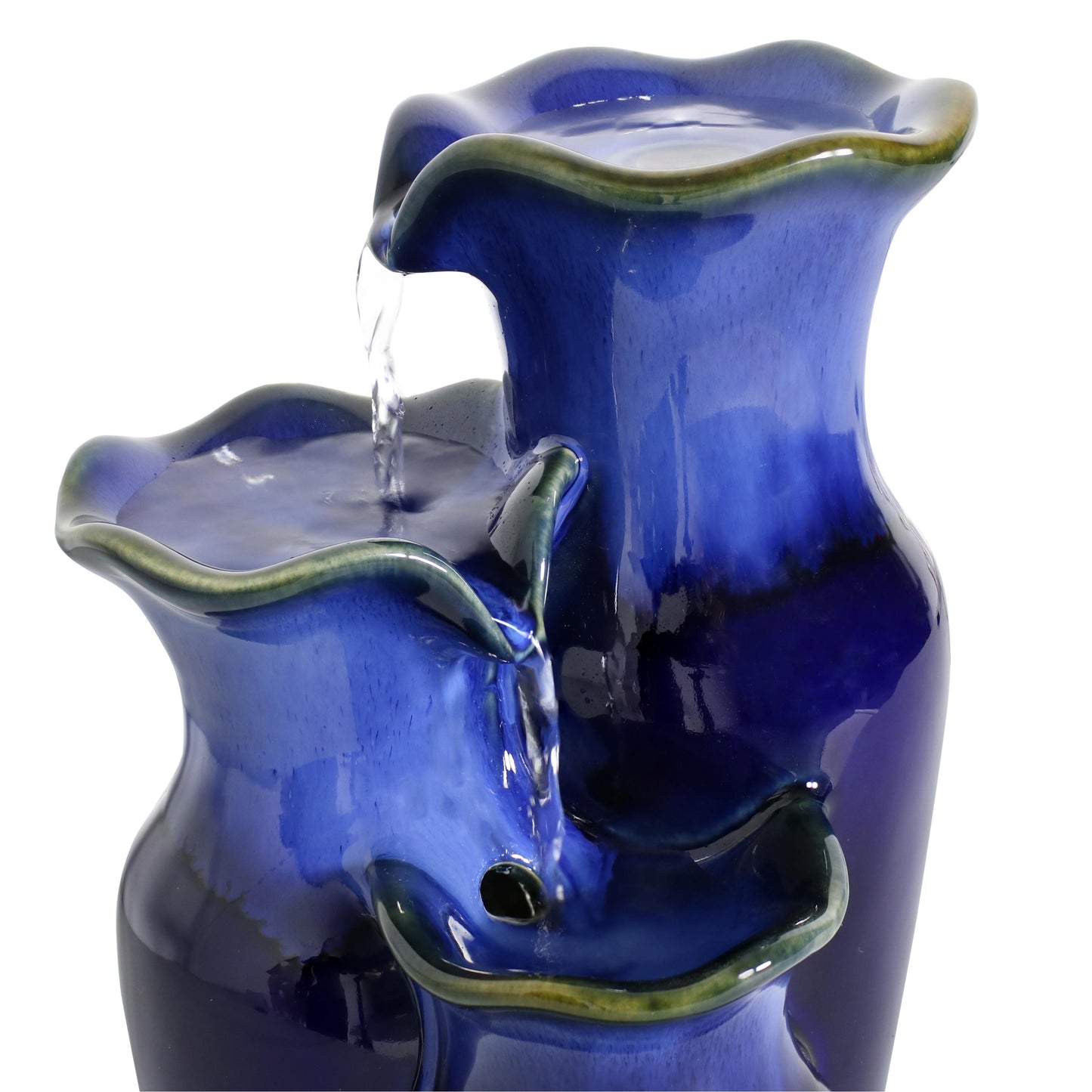 Sunnydaze Blue Glazed Pitchers 11" Ceramic Tabletop Fountain