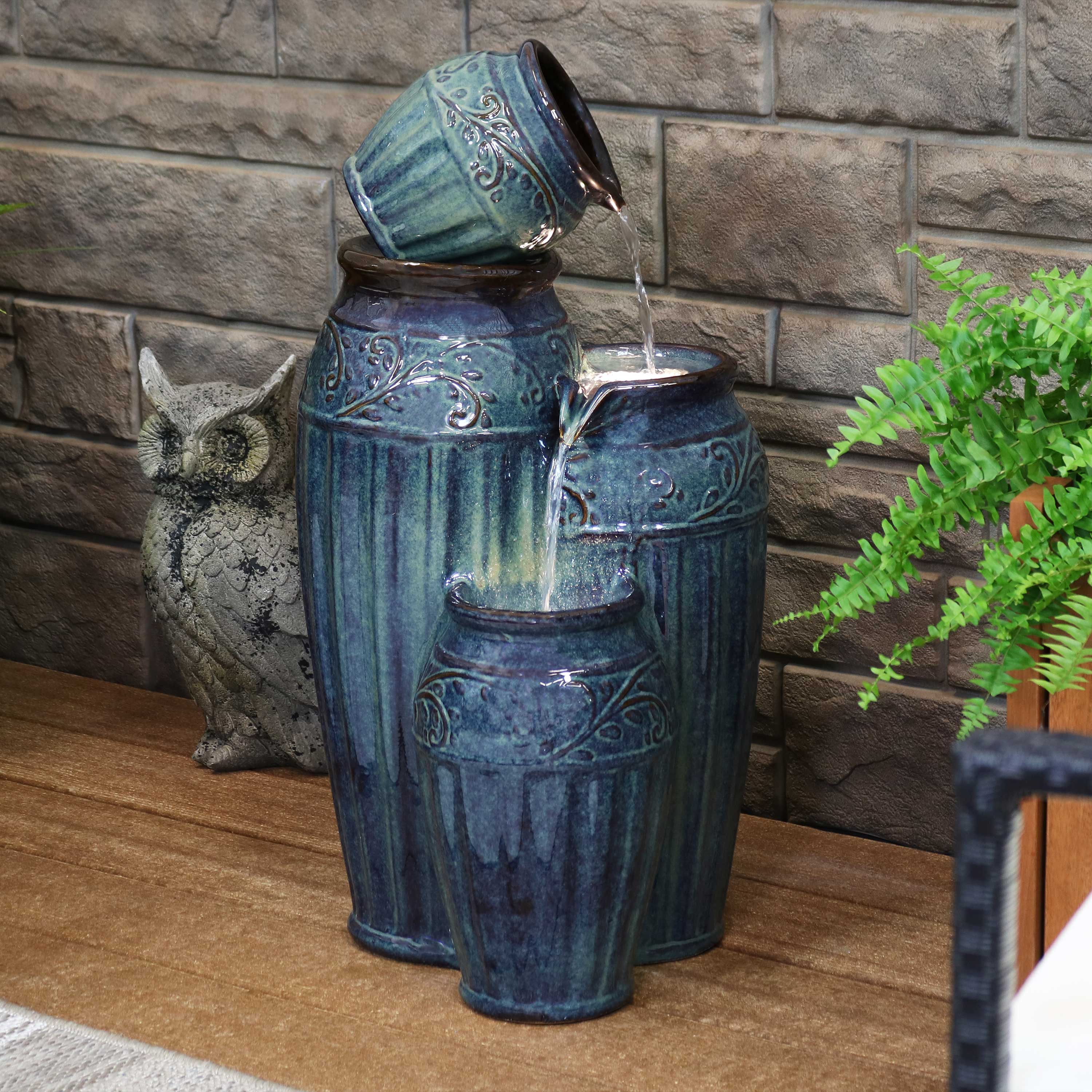 Sunnydaze 27" Tour de Vase Ceramic Outdoor Water Fountain