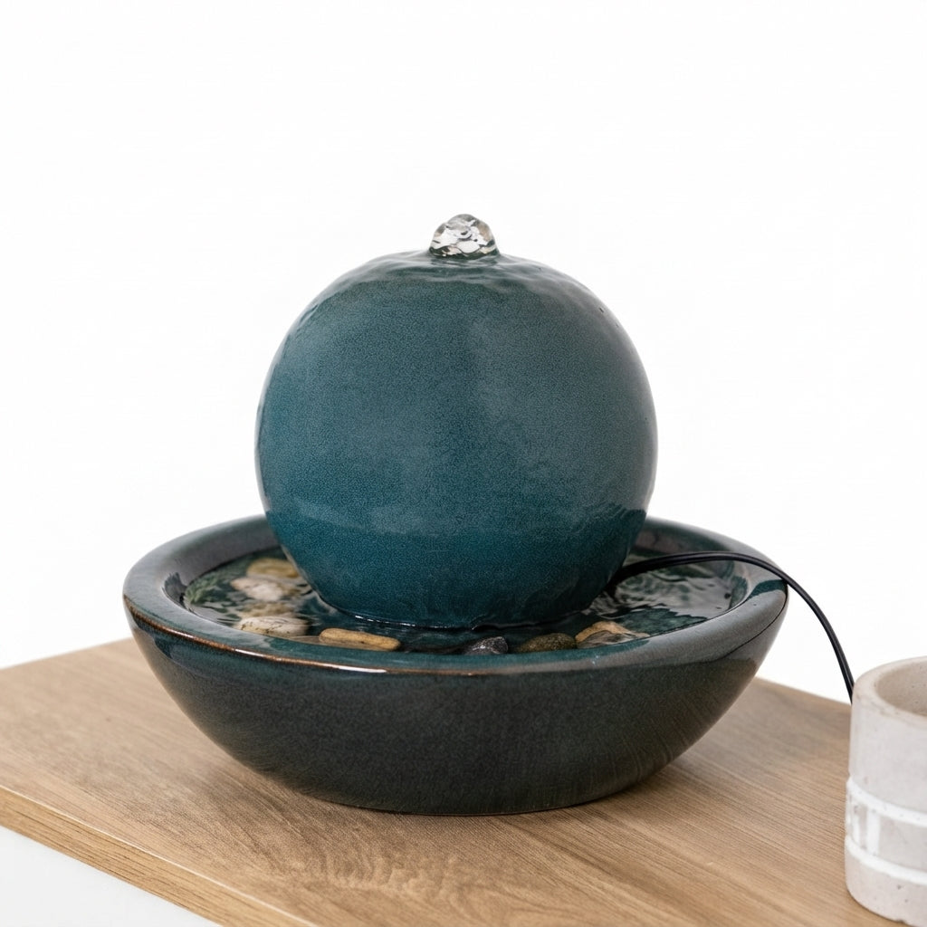 Sunnydaze 7" Indoor Ceramic Tabletop Water Fountain with Orb