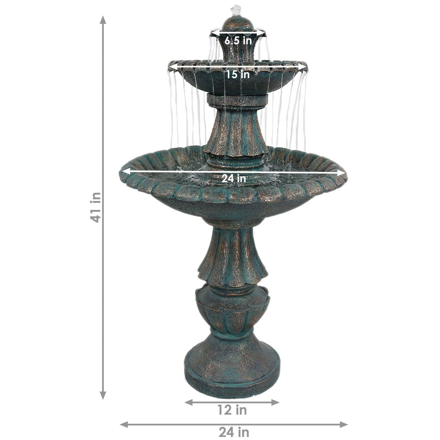 Sunnydaze 41" Nouveau 2-Tier Outdoor Water Fountain
