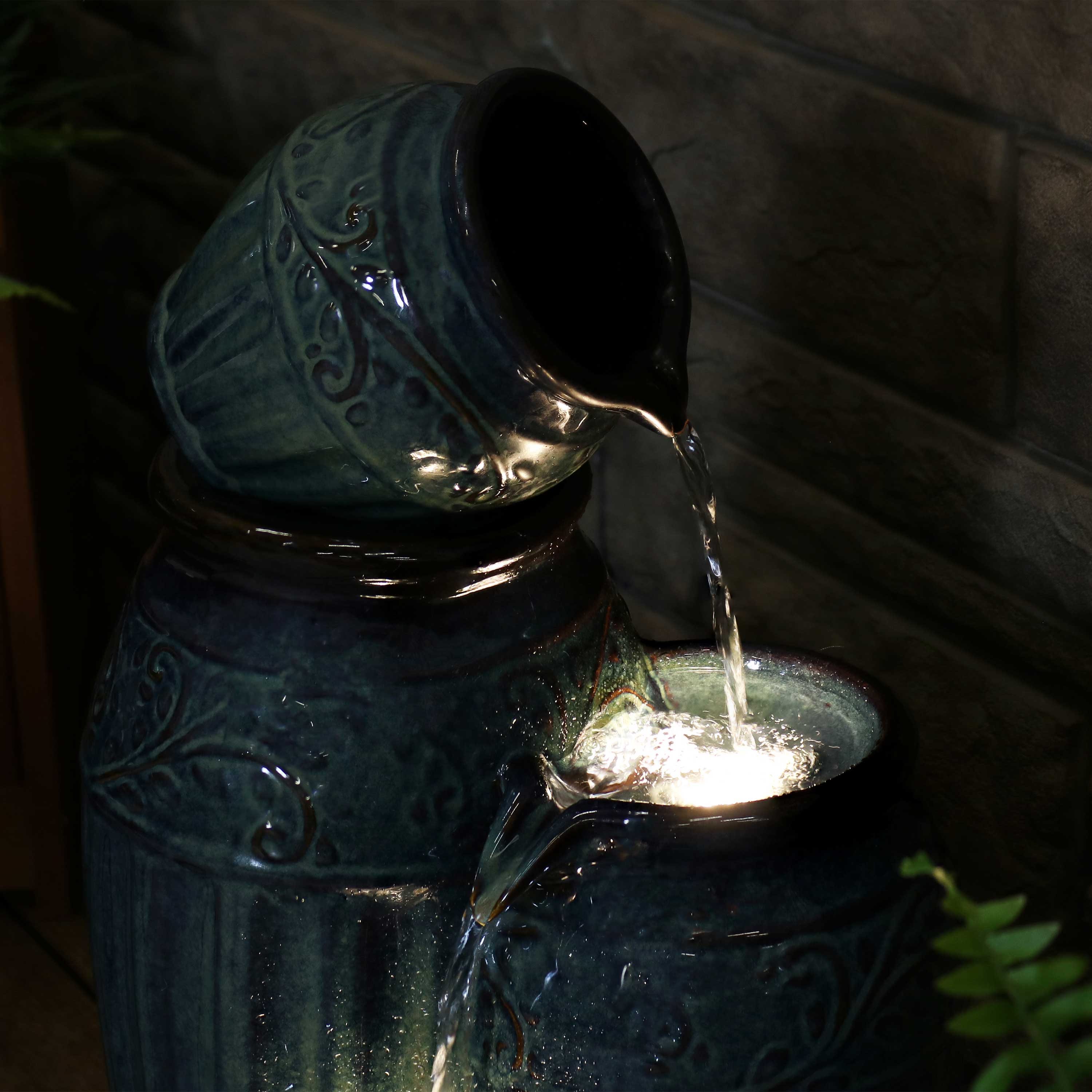 Sunnydaze 27" Tour de Vase Ceramic Outdoor Water Fountain
