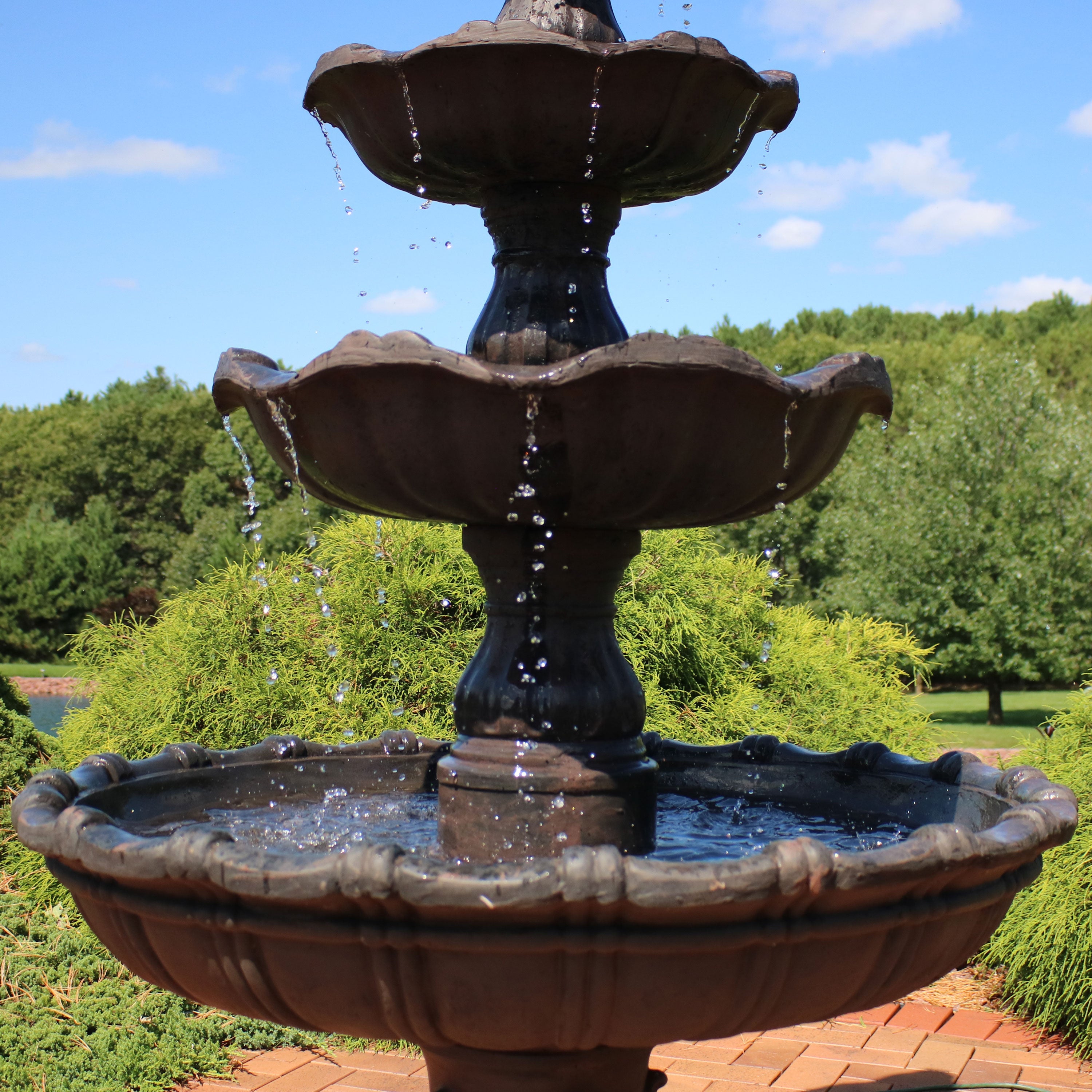 Sunnydaze 80" H 4-Tier Grand Courtyard Outdoor Water Fountain