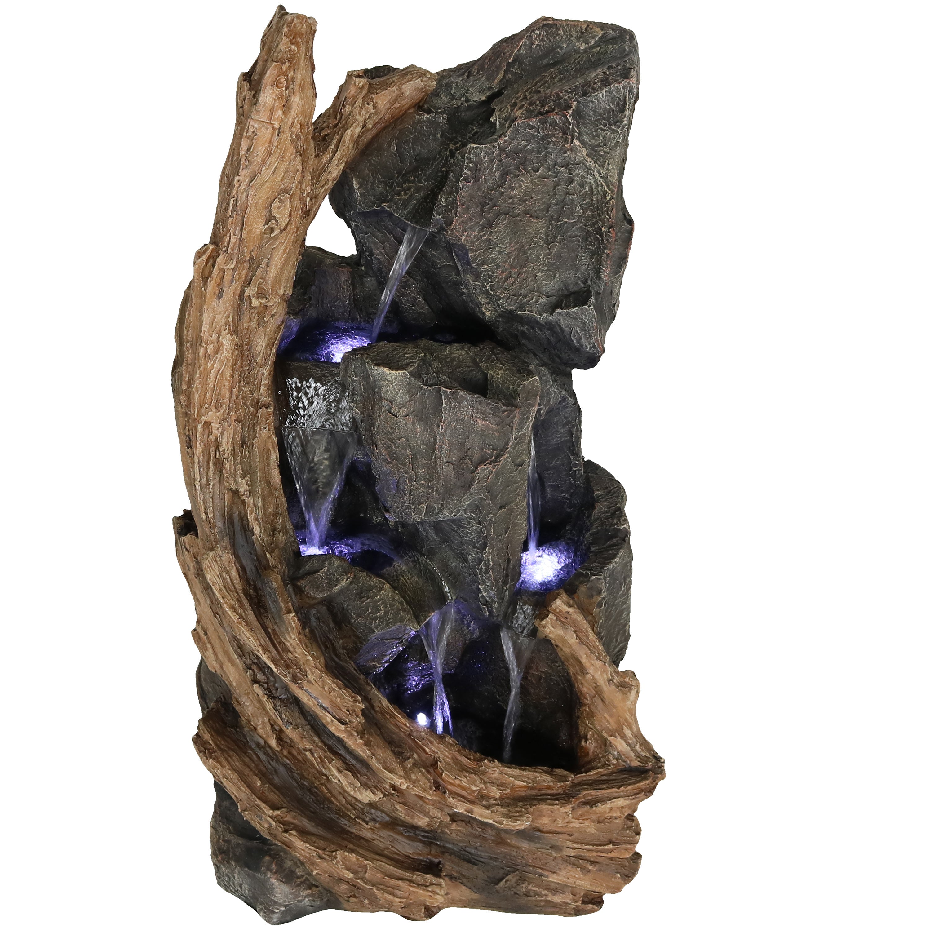 Sunnydaze 35" Cascading Mountainside Outdoor Fountain with LED Light