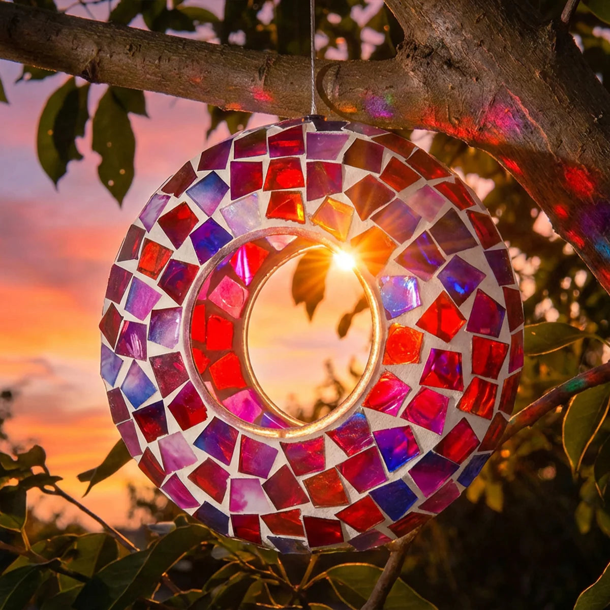 Sunnydaze 6" Mosaic Fly-Through Hanging Bird Feeder