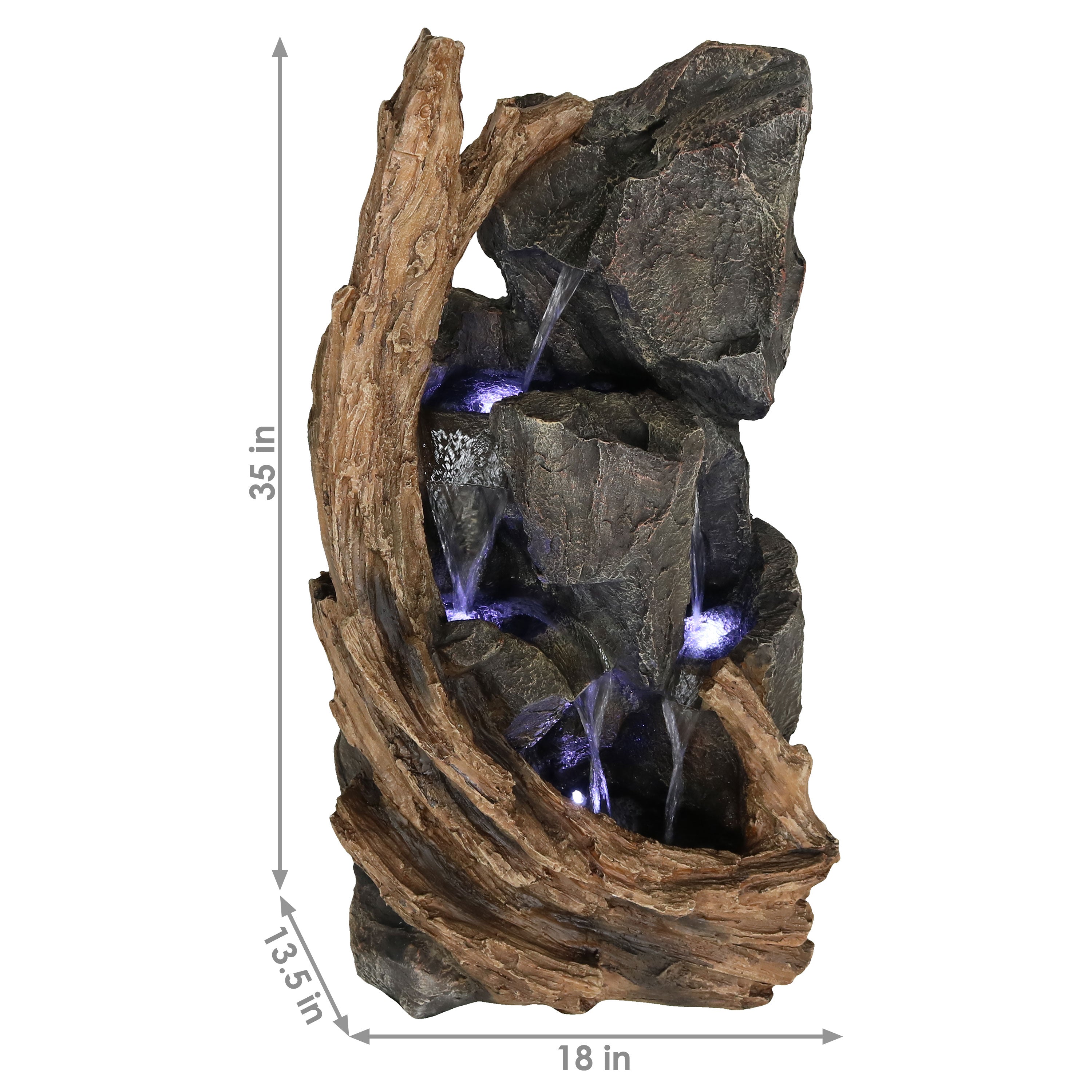 Sunnydaze 35" Cascading Mountainside Outdoor Fountain with LED Light