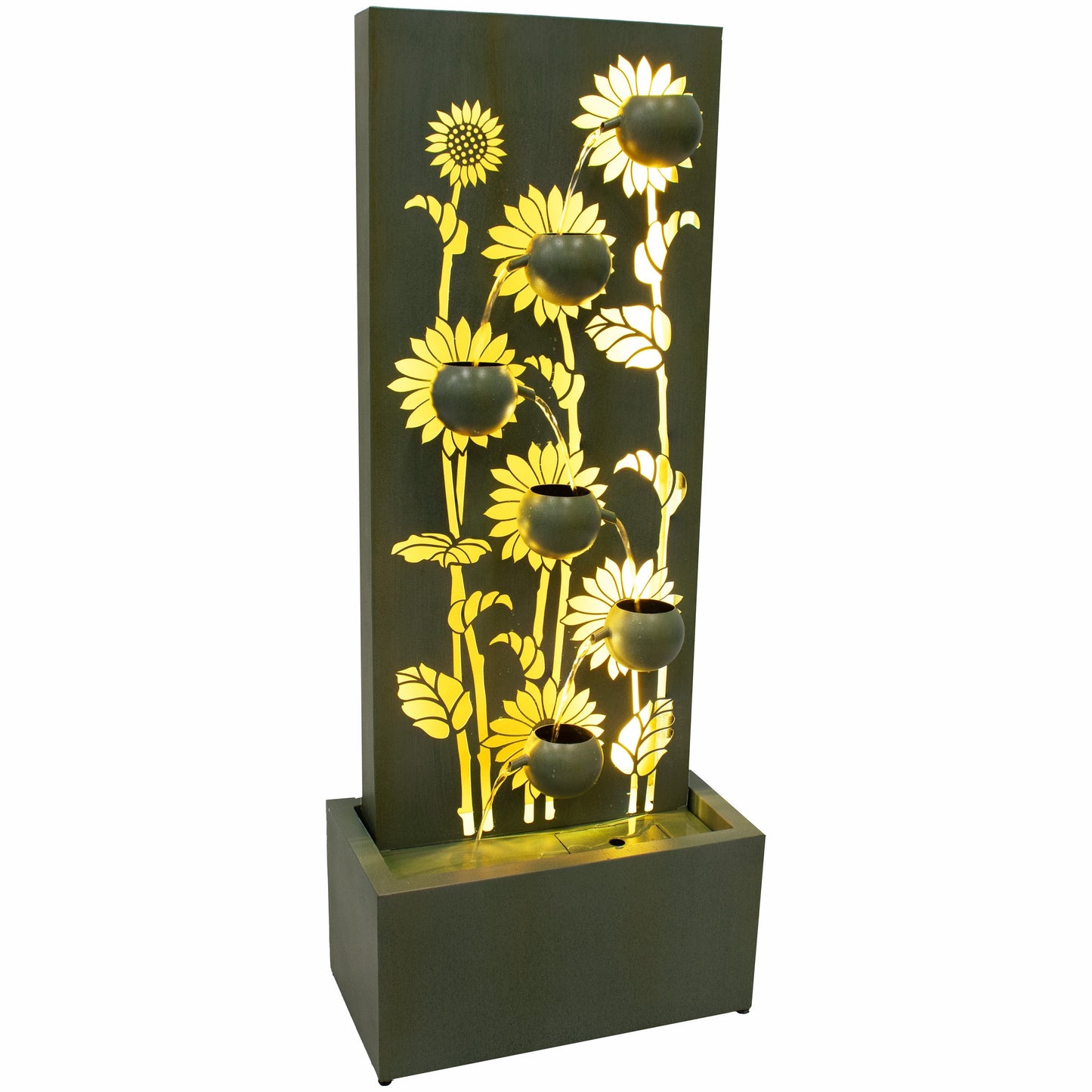 Sunnydaze 48.5" Sunflower Fields Outdoor Water Fountain with Lights