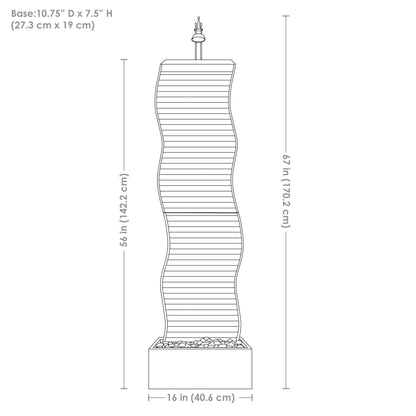 Sunnydaze  56" Curved Ridge Slate Tall Indoor Water Fountain with Light