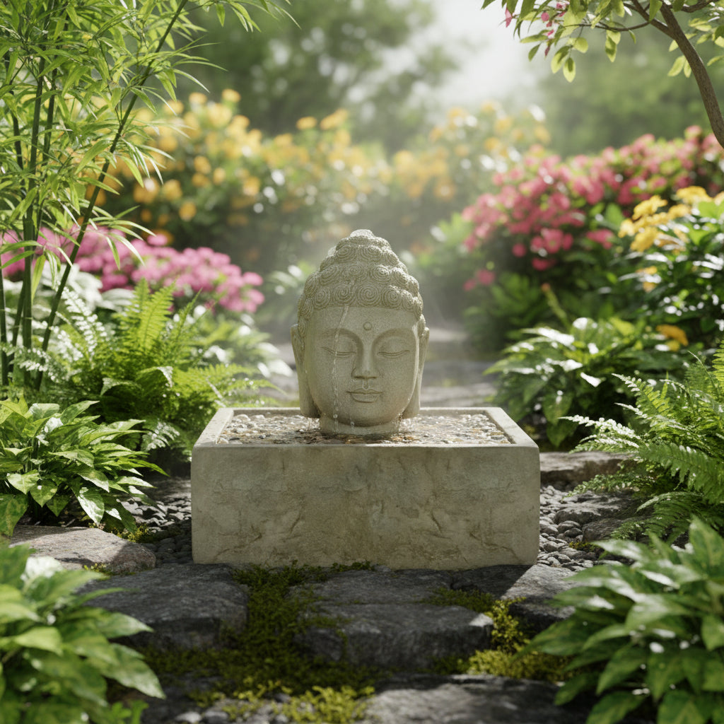 Giannini Garden Buddha Head Outdoor Water Fountain 1422