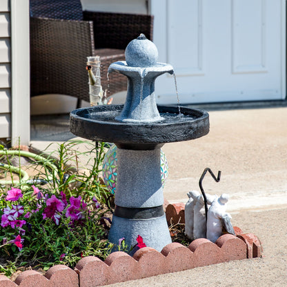 Sunnydaze 29.5" Contemporary 2-Tone Outdoor Water Fountain with Light