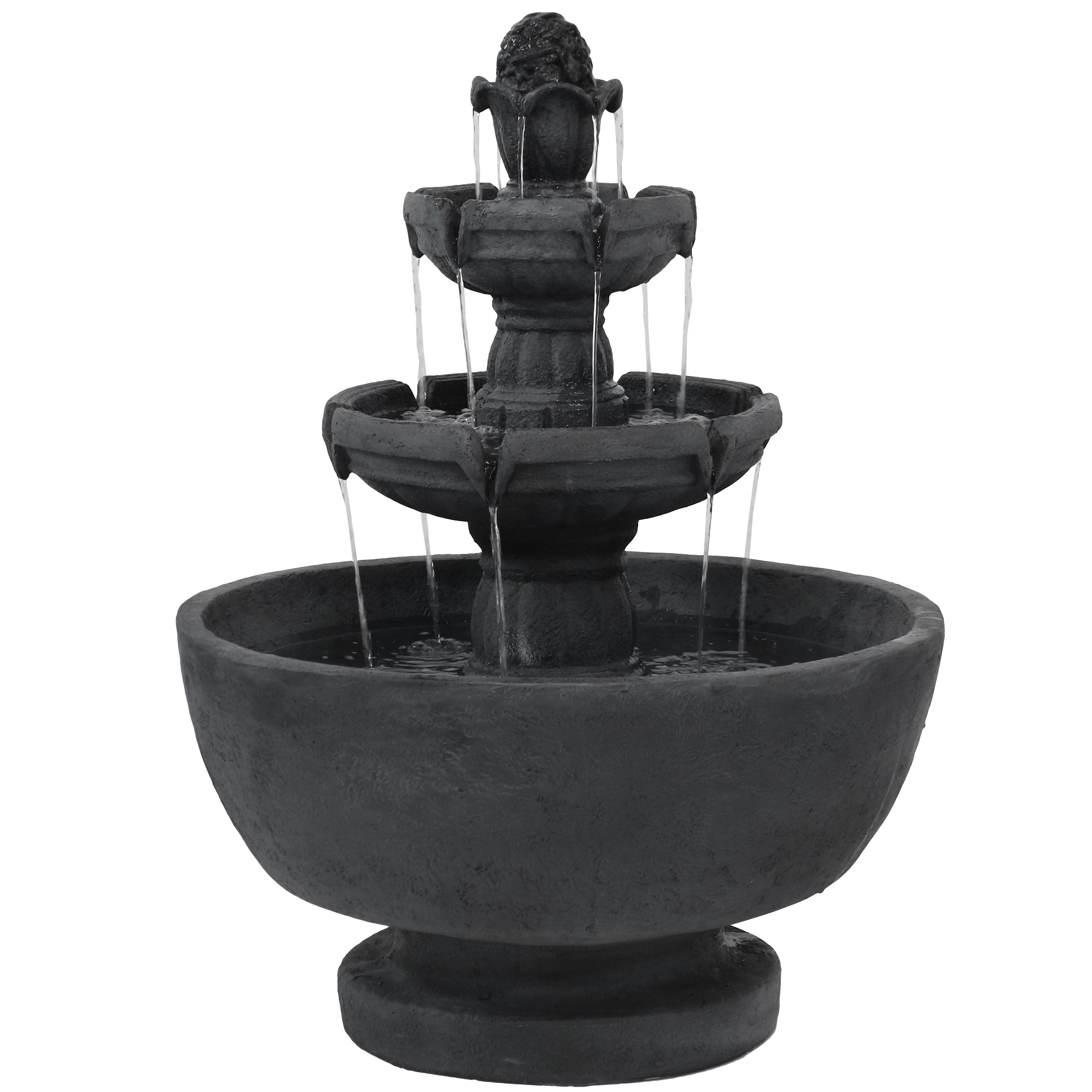 Sunnydaze 34" H Budding Fruition 3-Tier Outdoor Water Fountain