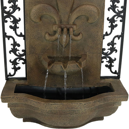 Sunnydaze French Lily Outdoor Wall Fountain with Battery Backup