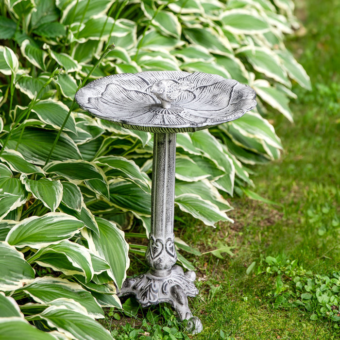 Sunnydaze Bird and Blossom 13" Metal Bird Bath