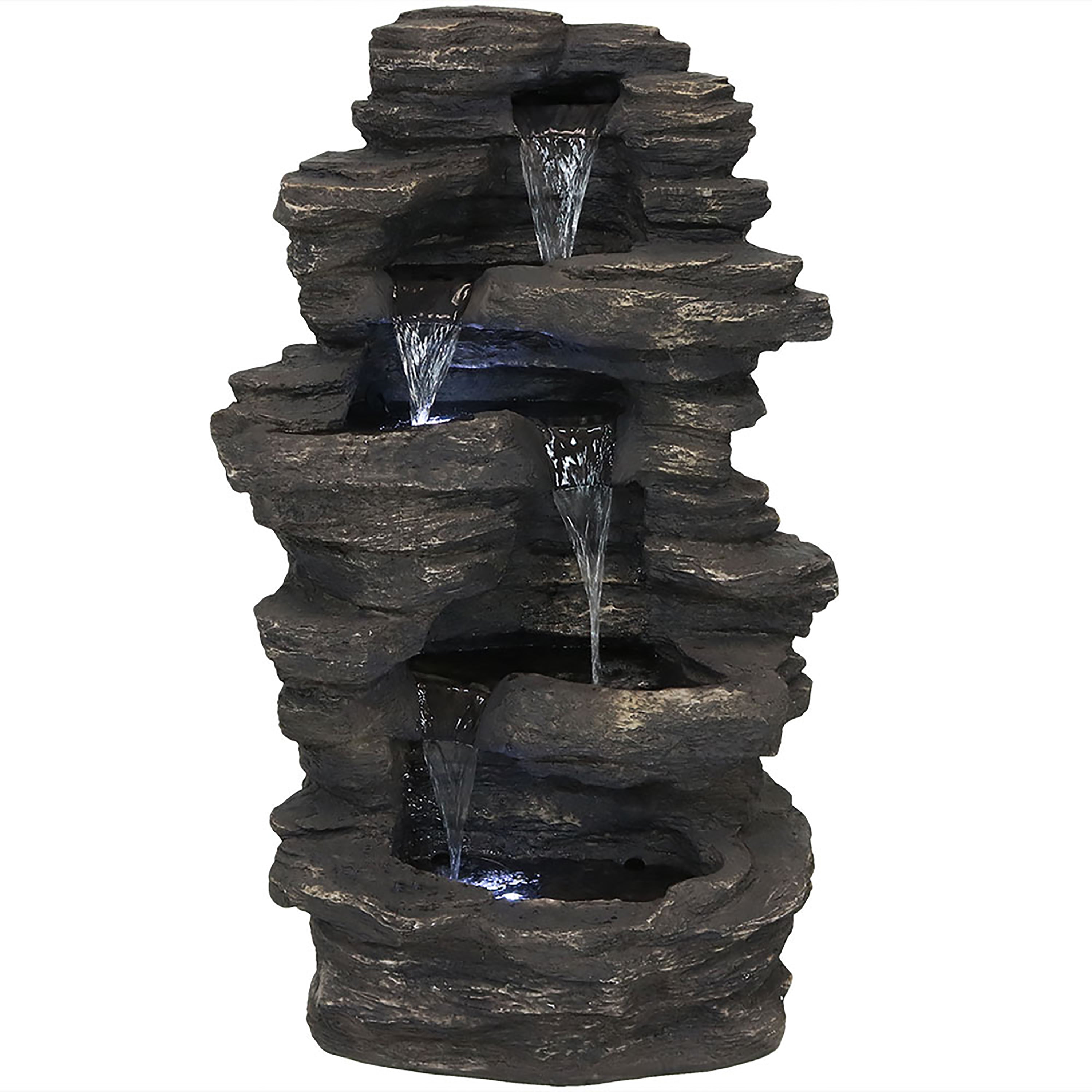 Sunnydaze 39" Rock Falls Electric Waterfall Fountain with LED Lights